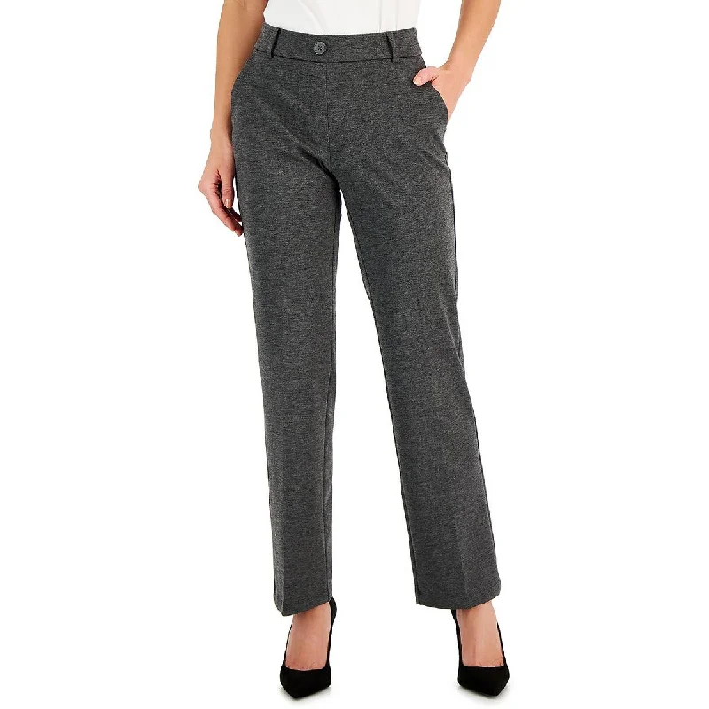 Signature Style Essentials Petites Womens Faux Fly Office Wide Leg Pants