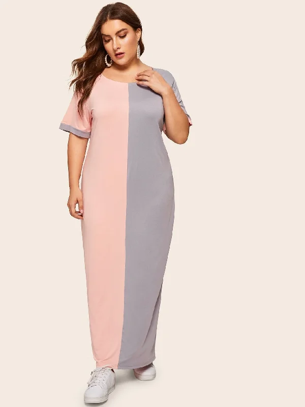 Hot Trends Plus Two Tone Maxi Dress