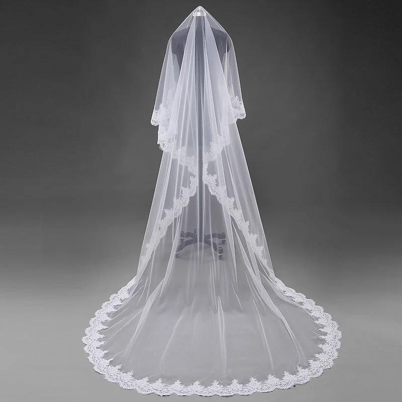 Seasonal Fashion Siaoryne LP0925 Lace Bridal Veils wedding veil 3M