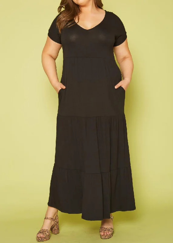 Style Your Wardrobe HI Curvy Plus Size Women Short Sleeve Flare Maxi Dress