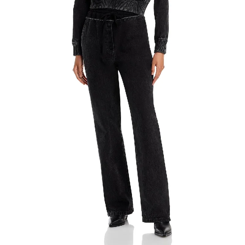 Travel Essentials Womens Denim Pull On Bootcut Pants