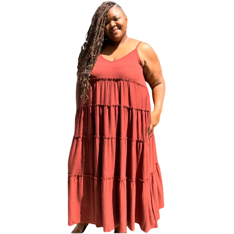 Exclusive Sale Spaghetti Strap Fit & Flare Plus Size Maxi Dress