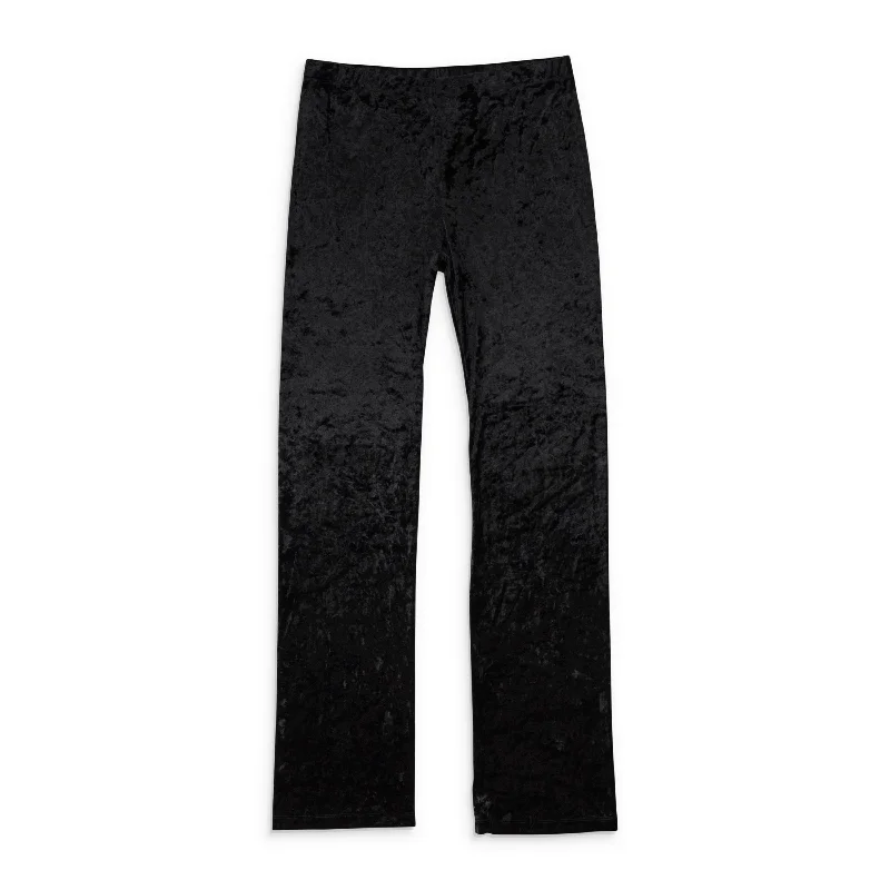 Spring Fling Sale CALLIPYGIAN CRUSHED VELVET BLACK WOMEN'S STRAIGHT PANTS