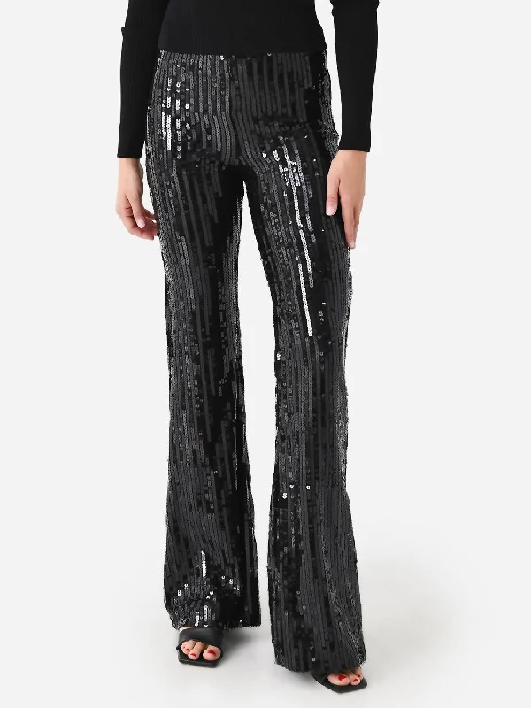 Chic Style Sequin Flare Pant In Black