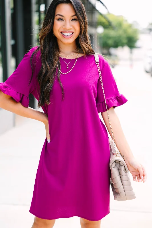 Elegant Attire For The Modern Lady Caught Your Gaze Magenta Purple Shift Dress