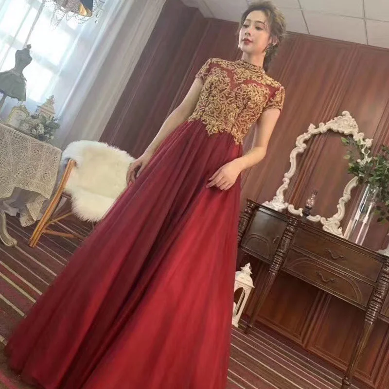 New Season Fashion Preview Sale Heavily handmade, noble and luxurious wedding dress, red evening dress