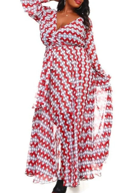 Forward Trendsetter Hi Curvy Plus Size Women Multi Print Wrap Maxi Dress