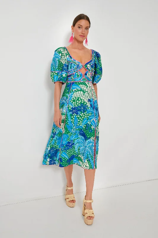 Save On Inspired Styles Jungle Panther Green Midi Dress