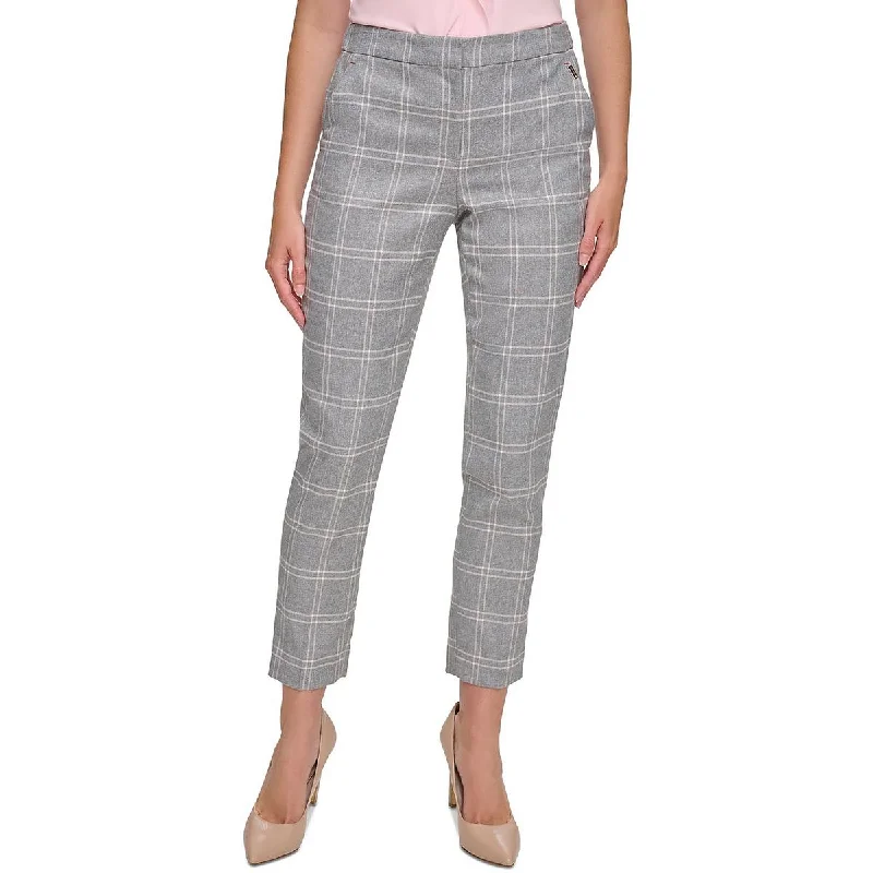 Wardrobe Upgrade Womens Cropped Plaid Cropped Pants