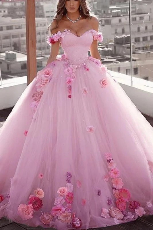 Attire Sale Beautiful Blush Pink Wedding Dress With Floral Flowers prom dress   cg16134