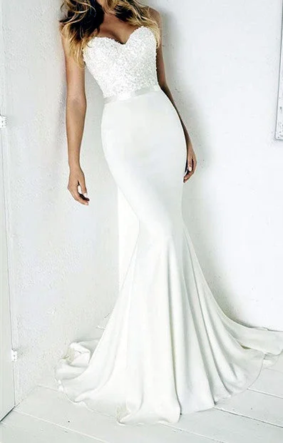 Comfort Meets Fashion Strapless Wedding dresses,Mermaid Bridal prom Gown  cg3934