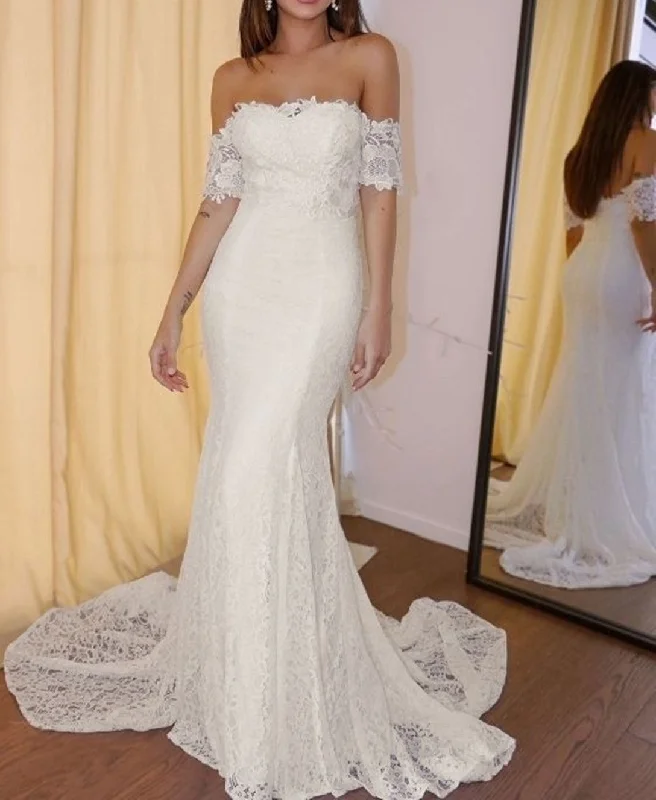 Stylish Statements Women Mermaid Wedding Dresses Long Lace Appliques Bridal Gowns YWD141