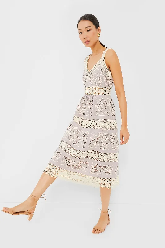 Clearance Event Lilac Joah Embroidery Sleeveless Midi Dress