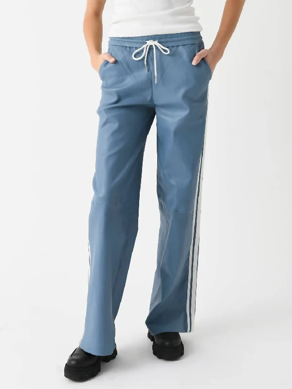 Special Offer Leather Athletic Drawstring Pant In Chambray/white