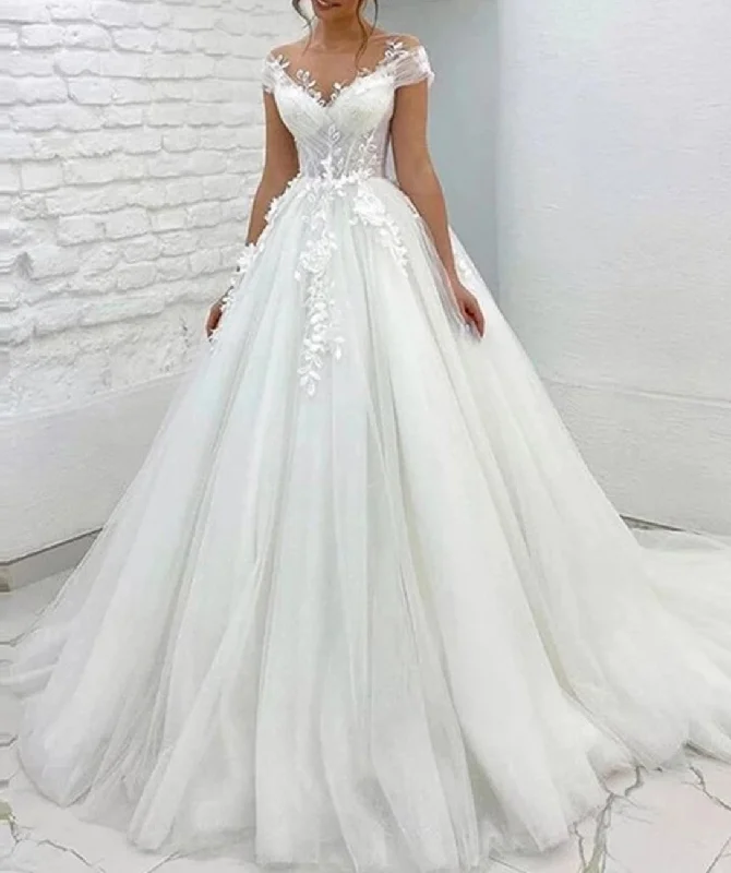 Latest Fashion Women Lace Appliques Wedding Dresses Long V-Neck Bridal Gowns YWD129