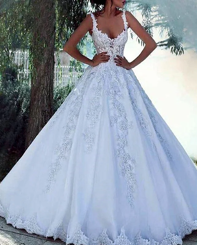 Trend Alert Women Ball Gown Appliques Wedding Dresses Long Lace Bridal Gowns YWD172