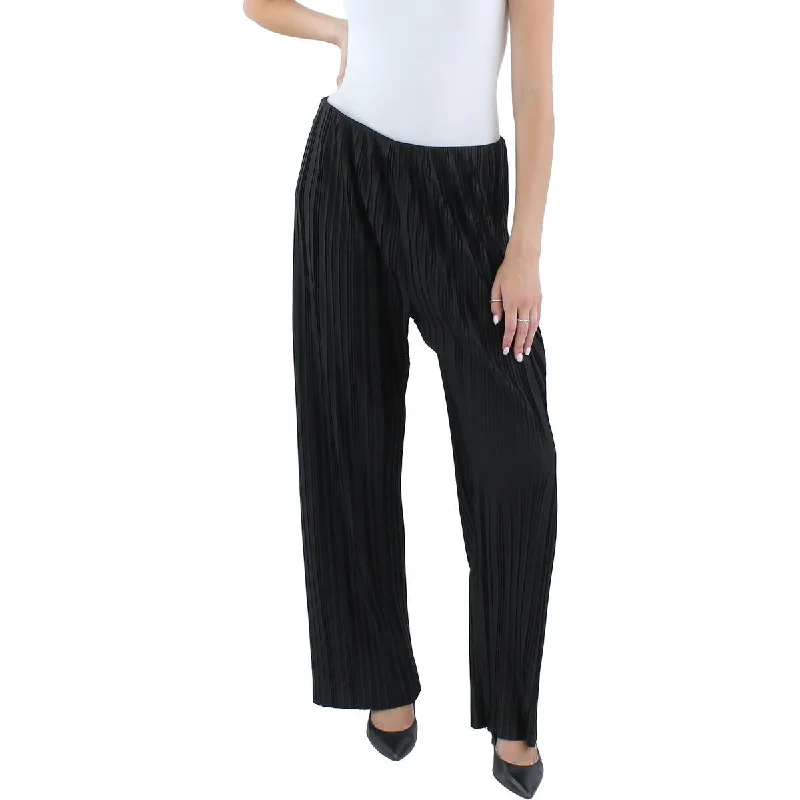 Trendy Street Style Attire Womens Pleated Textured Wide Leg Pants