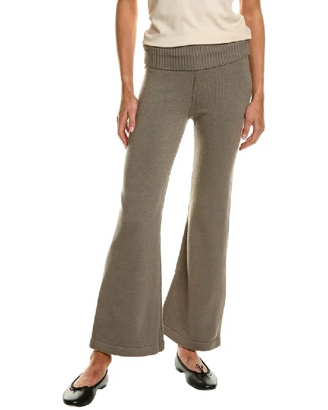 Exclusive Designer Collection Vintage Havana Slim Fit Knit Fold-Over Flare Pant