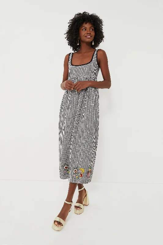 Latest Trends Houndstooth Emily Embroidered Midi Dress