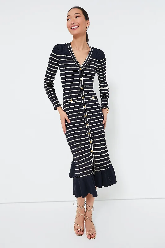 Season Sale Navy Stripe Marina Midi Dress