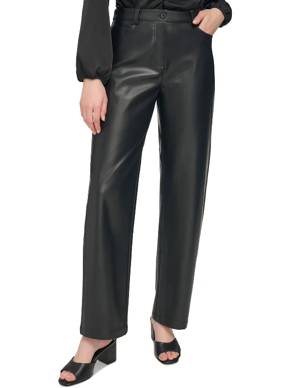 Trend Alert Womens Slimming Faux Leather Trouser Pants