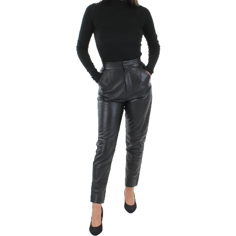 Catch Every Fashion Trend Philomenia Womens Faux Leather High Rise Trouser Pants