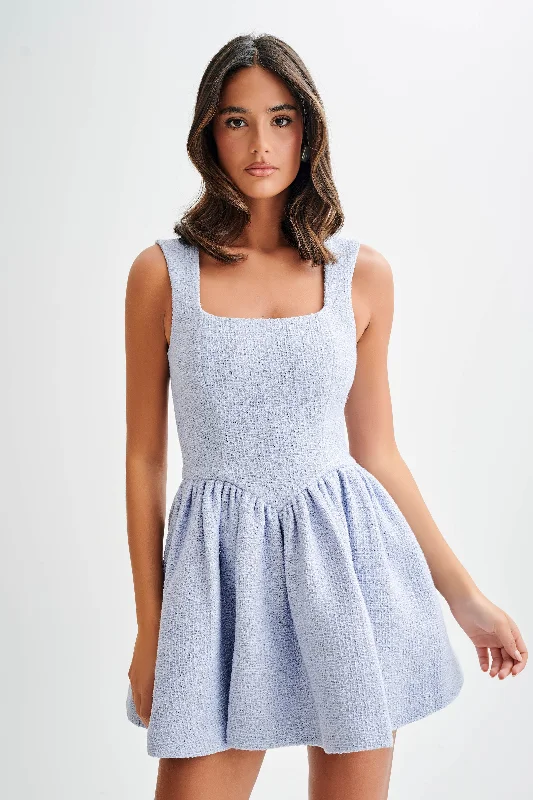 New Arrivals Jennifer Boucle Mini Dress - Sky Blue