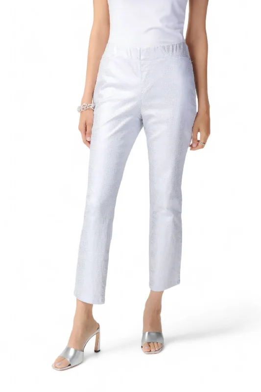 Great Deals On Ethnic Cultural Wear Croc Skin Textured Pants In White/silver