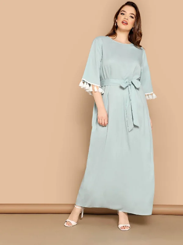 Latest Trends Plus Tassel Cuff Self Belted Maxi Dress