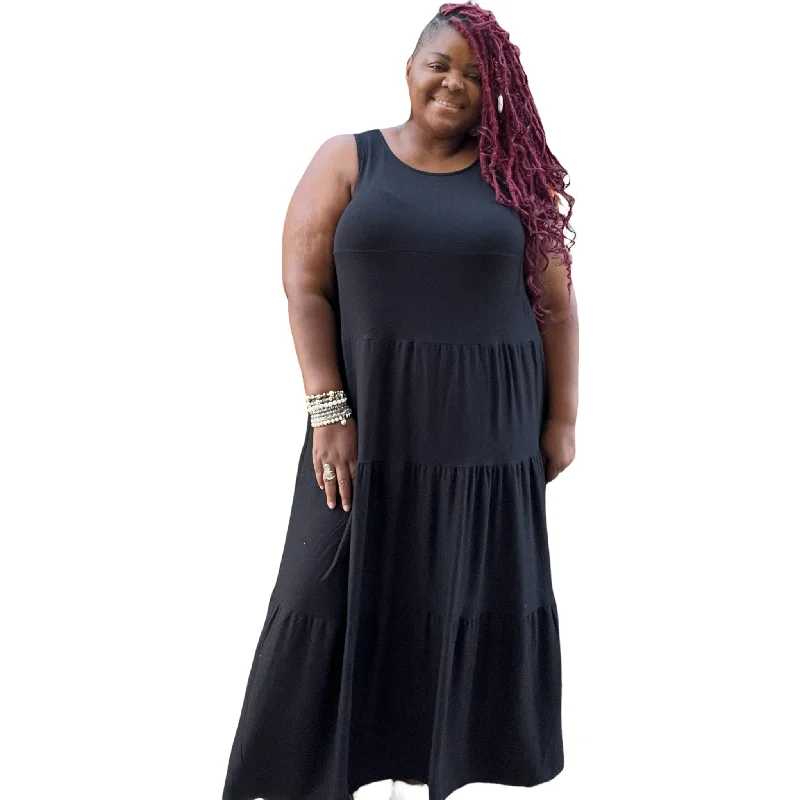 Limited Stock Black Fit & Flare Plus Size Maxi Dress