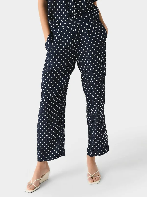 Chic Styles Leigh Pant In Navy Polka Dot