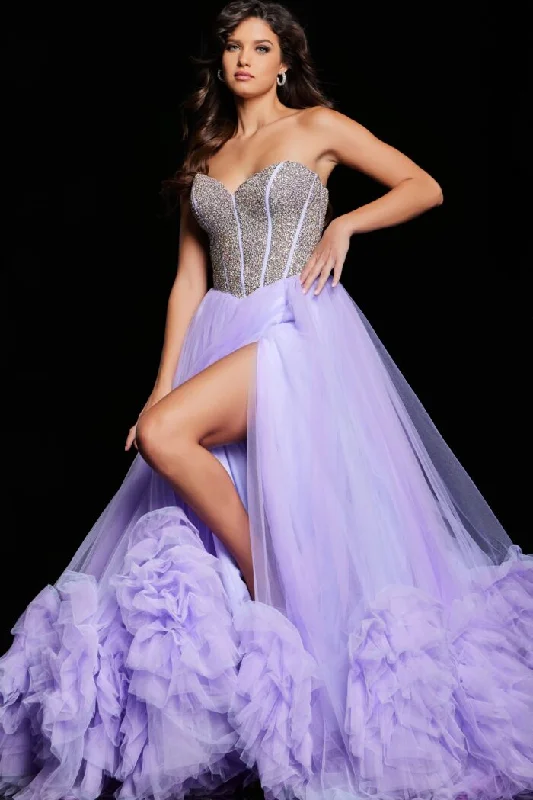 Gift Ideas Jovani 37199 Ruffle Tulle A Line Dress Slit Crystal Corset Pageant Prom Formal Gown