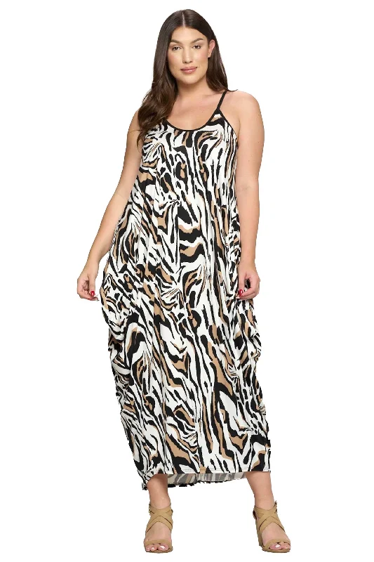 Big Savings On Must-Have Items Tiger Stripe Spaghetti Strap Pocket Dress