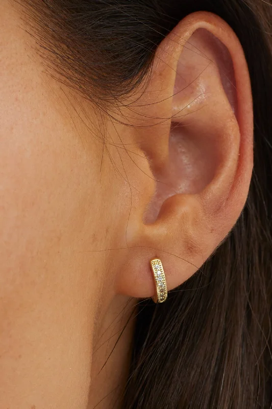 Hot Trends Zelda Zircon Pave Hoop Earrings Gold