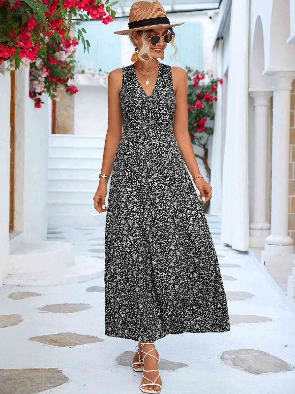 Effortless Style, Endless Impact Printed Open Back Sleeveless Maxi Dress