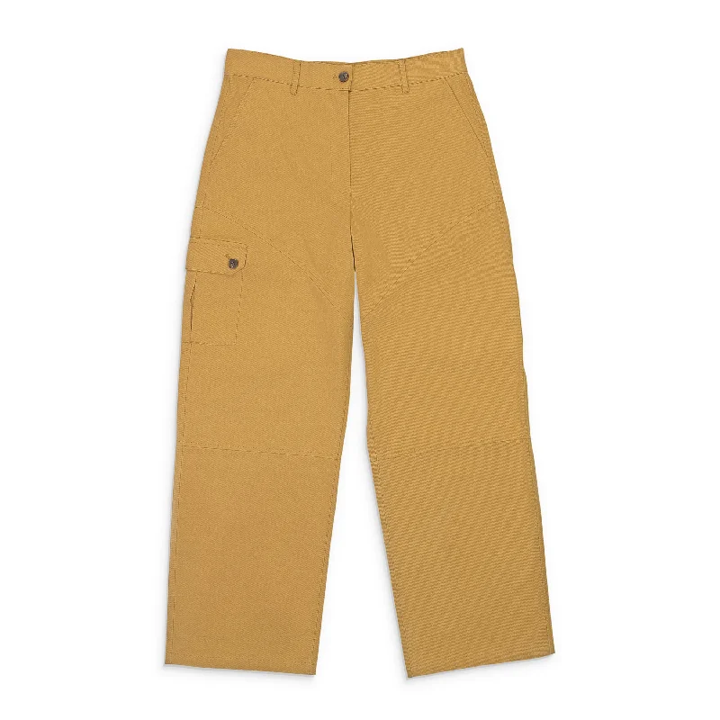 Score Big On Glamorous Red - Carpet Styles CALLIPYGIAN YOKE MUSTARD CARGO PANTS