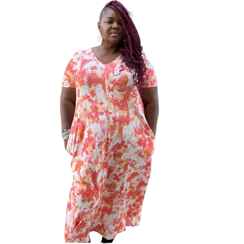 Hurry Before It's Gone Plus Size Splash Print Maxi Dress