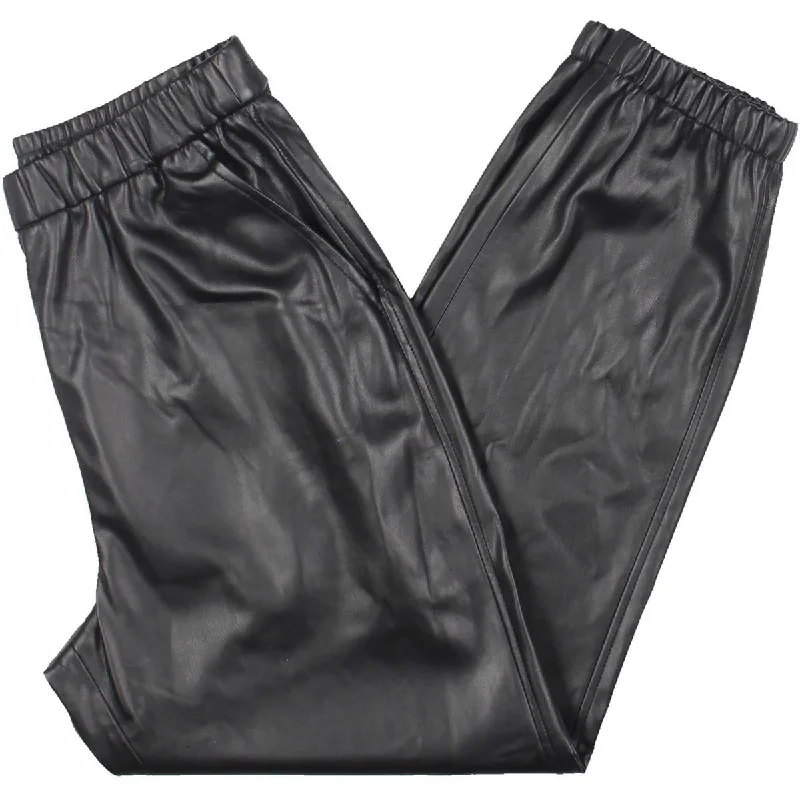 Hot Picks Lenora Womens Faux Leather High Rise Jogger Pants