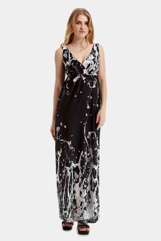 Exclusive Discount Printed Surplice Neck Sleeveless Maxi Dress