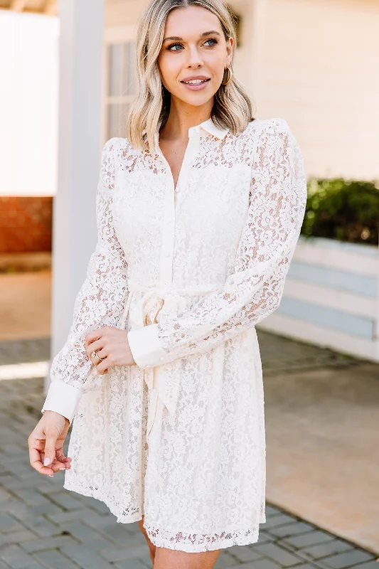 Trend Alert It's Your World Cream White Lace Mini Dress