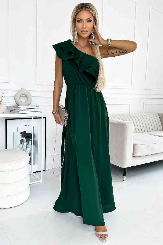 Style Versatile Women's Collection One-Shoulder Ruffled Maxi Dress