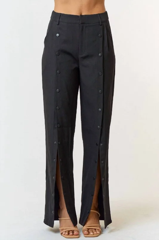 Winter Warm - Up Sale Back To Business Button Trousers In Black