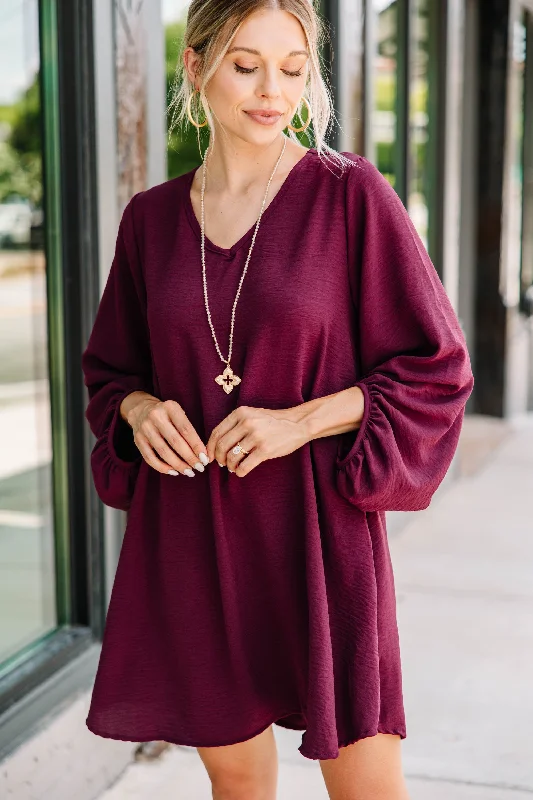 Odd Size Clearance Sale Loud And Clear Plum Purple Bubble Sleeve Dress