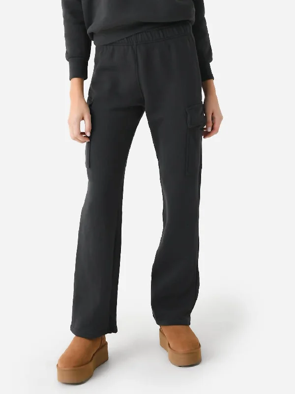 Style Upgrade Kelly Fleece Cargo Pant In Vintage Black