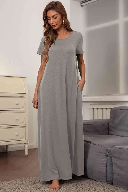 Versatile Wardrobe Essentials Round Neck Short Sleeve Maxi Dress