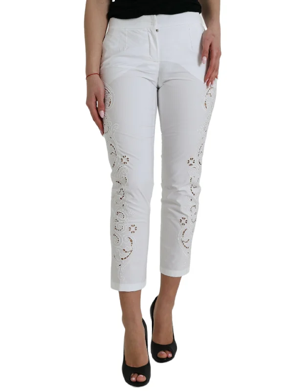 Trending Items Dolce & Gabbana Elegant  Tape Mid Waist Women's Pants