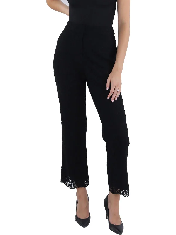 Seasonal Trends Dara Womens Lace High Rise Flared Pants