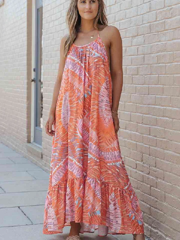 Trendy Threads Printed Sleeveless Round Neck Maxi Dress