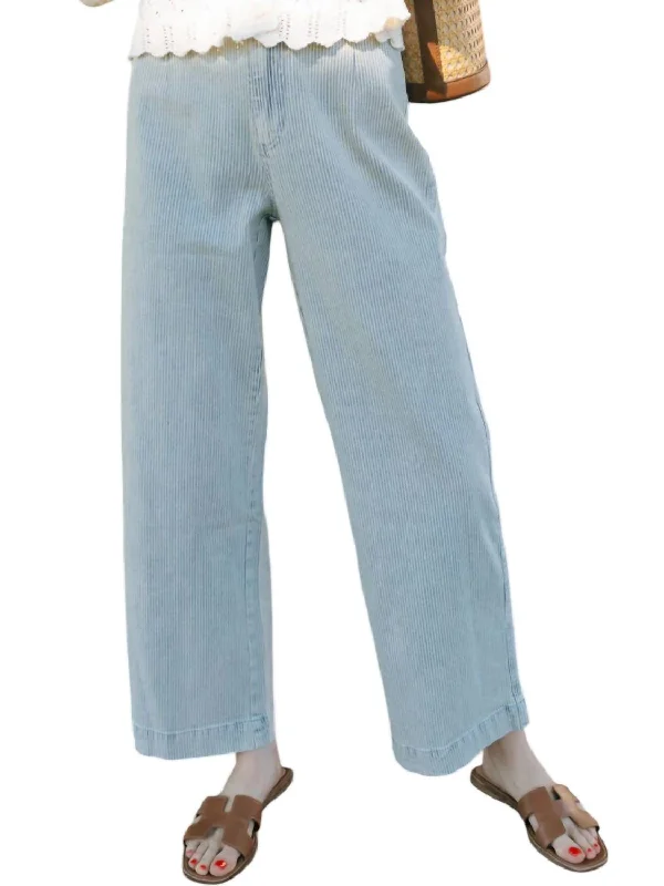 Durable Fashion Picks Stripe Wide Leg Pants In Blue