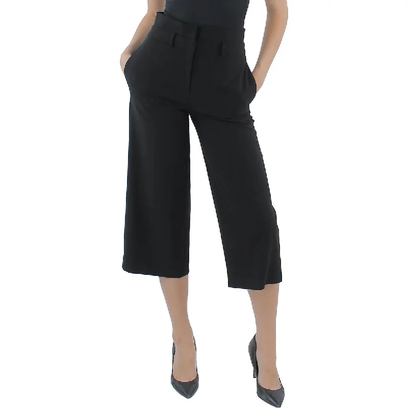 Hot Styles Petites Womens Solid Polyester Cropped Pants